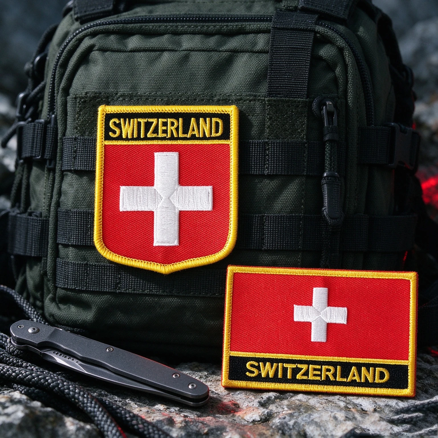 Swiss Flag Switzerland Embroidery Patch Inlaid Shield Badge Square Needle Cloth Armband And Backpack Decoration Gift
