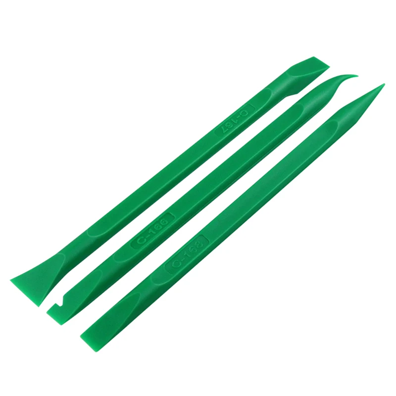 Herramienta de reparación de 3 piezas, palanca de plástico para desmontaje de pantalla móvil, carcasa, combinación verde/negro
