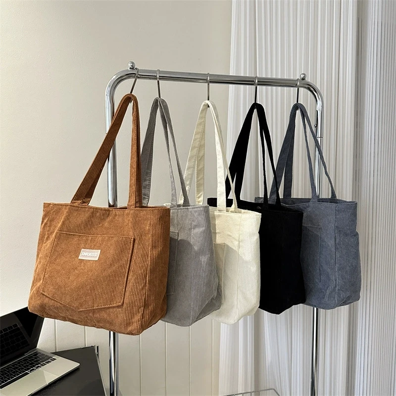 Damen-Cord-Tragetasche, Lässige Große Mode-Unterarmtasche für Ausgehzwecke, Minimalistische Handtaschen Schultertasche – Detail 21