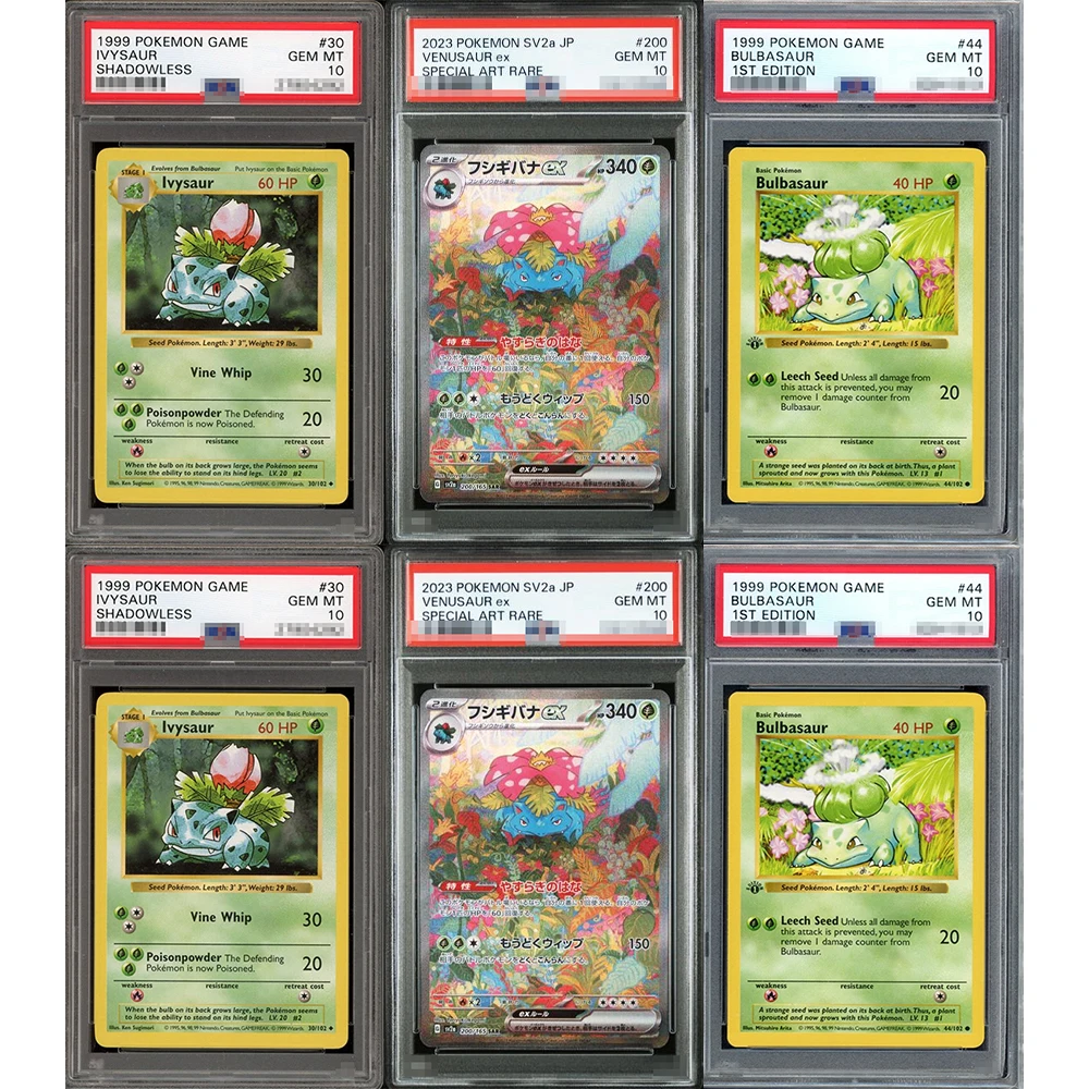 

Коллекционная карточка PTCG 1999 года, прокси-карточка с оценкой, игровая, Bulbasaur, Ivysaur, Venusaur, Ex, специальный дизайн, редкая, 1-е издание, 30/200, Gem Mt, 10 карт