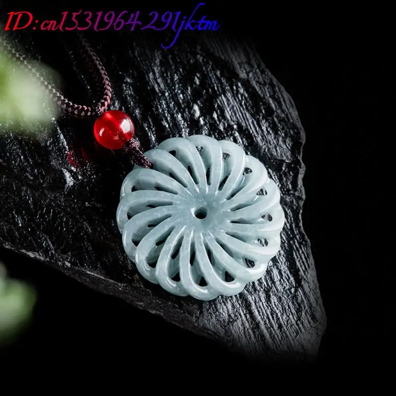 ميانمار الجاديت زهرة قلادة قلادة حجر فاخر البورمية اليشم سحر هدايا للنساء الأحجار الكريمة الطبيعية التعويذات خمر #2