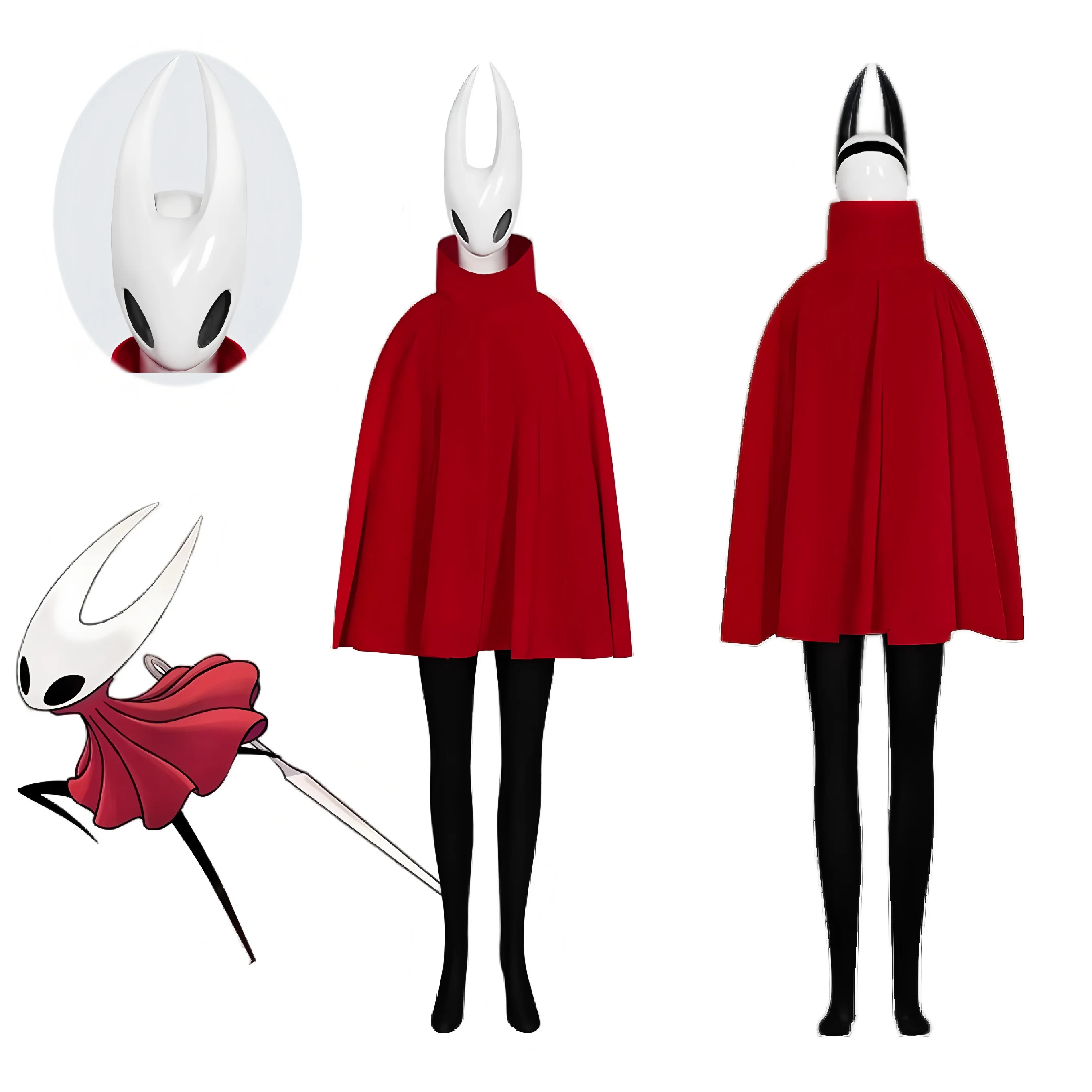 

came hollow the knight: silksong hornet cosplay red cape costume mask halloween role party clothing stage outfits adult girls