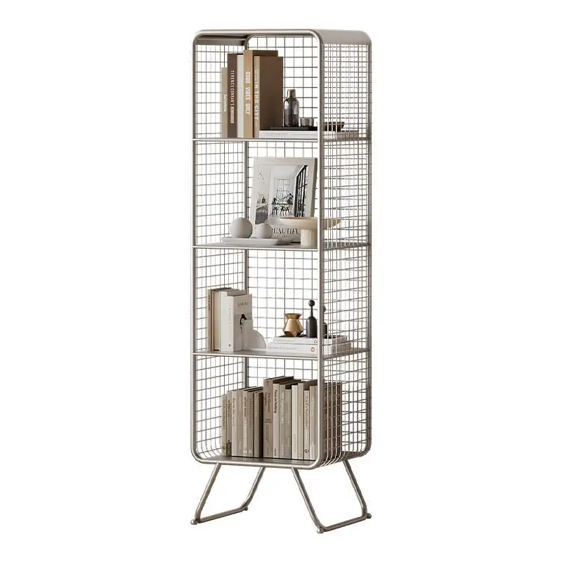 Nordic style Bookcase Multi-Tier Metal Storage Shelf Space Saving Living Room/Kids Book Organizer Sturdy Display Rack for Office