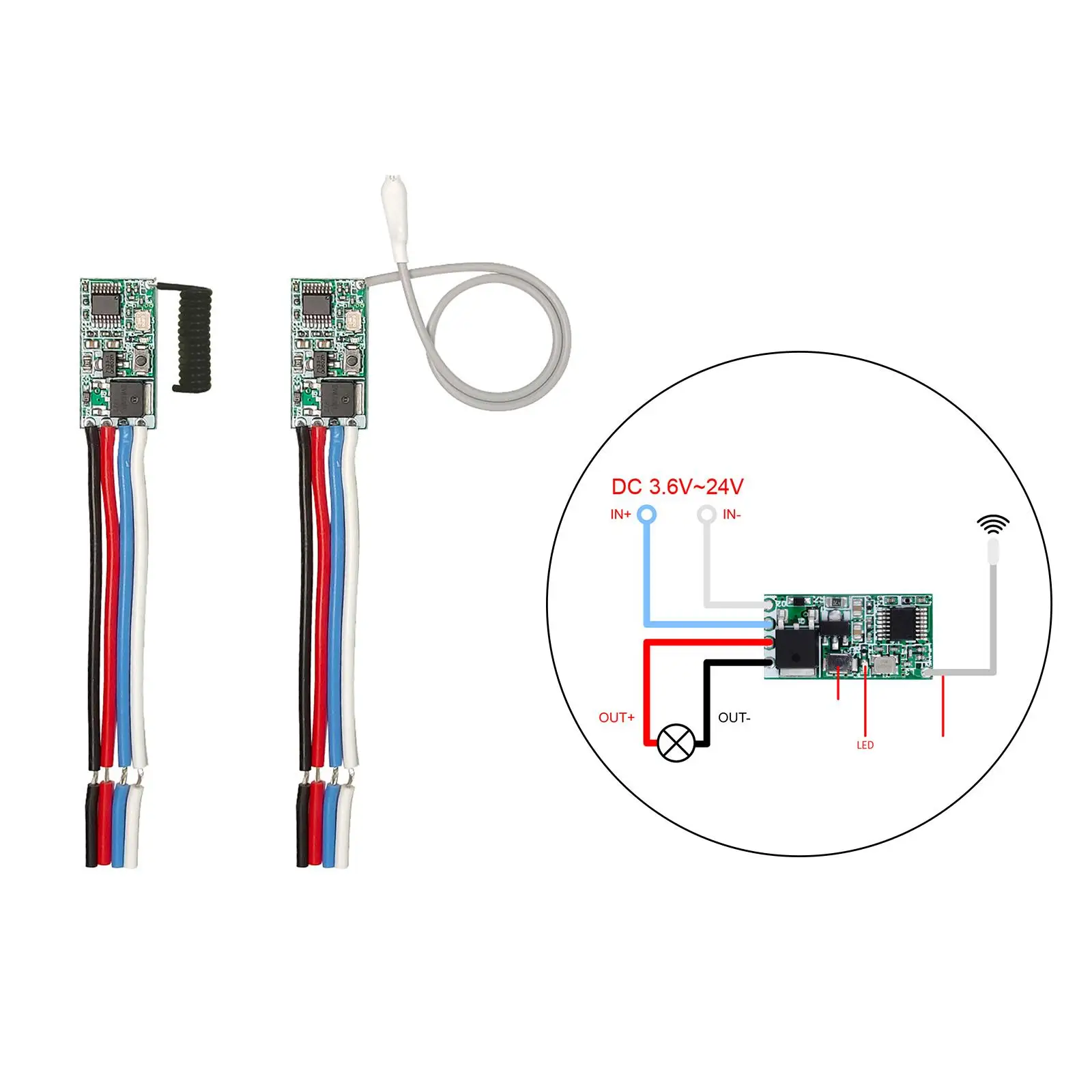 433 MHz, 1-Channel RF Relay Receiver, Universal, Remote Control Switch Micro Module, LED Light Controller DC 3.6V-24V DIY