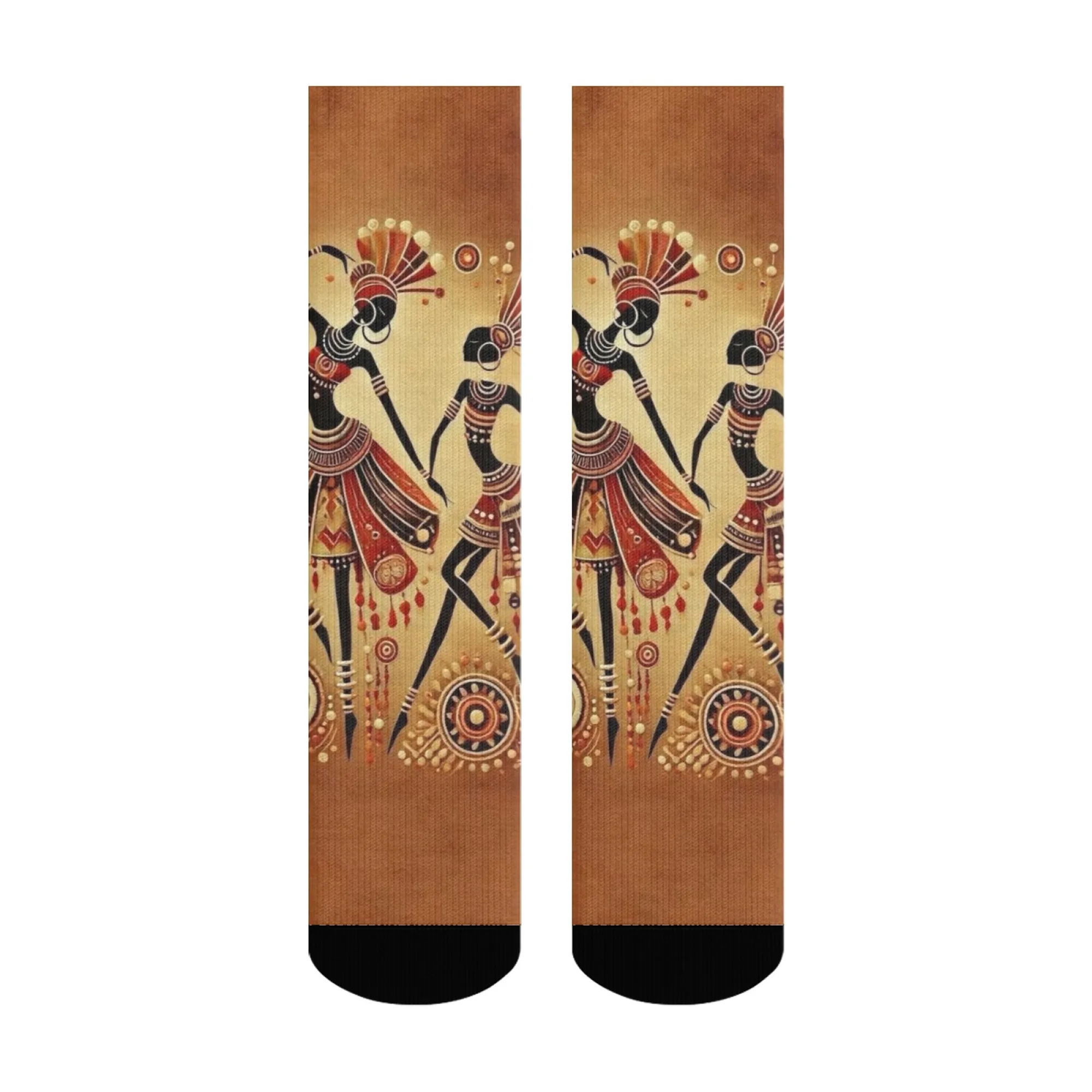 African tribal character art style Men's Socks Novelty Funny Compression Socks Soft Warm Non-slip Casual Sports Socks Gift