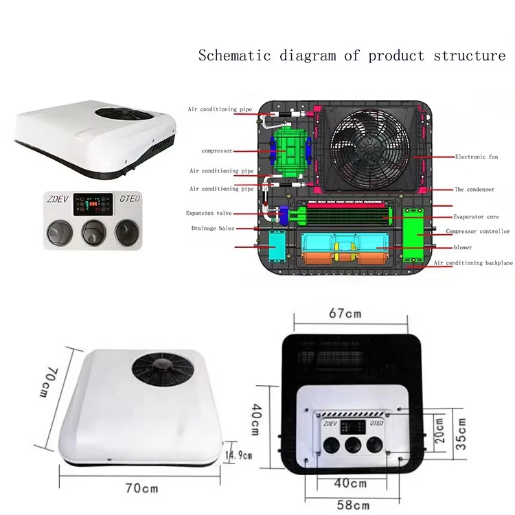 الكل في واحد بطارية السيارة الكهربائية التلقائية 12 فولت 24 فولت تيار مستمر مكيف الهواء لشاحنة السيارة RV #6