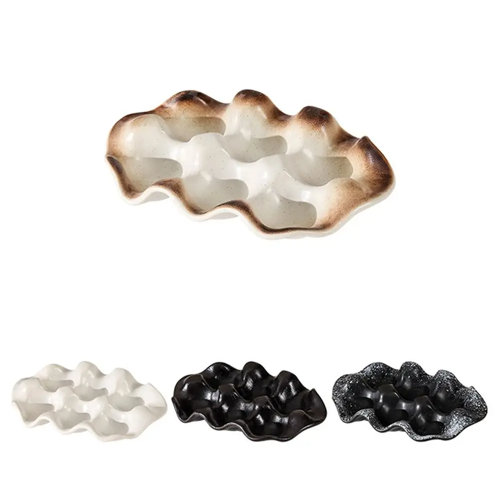 

Керамический лоток для яиц на 6 чашек, фарфоровый полудюжина, держатель для яиц, противоскользящий лоток для хранения ювелирных изделий с 6 сетками, кухонные принадлежности для хранения