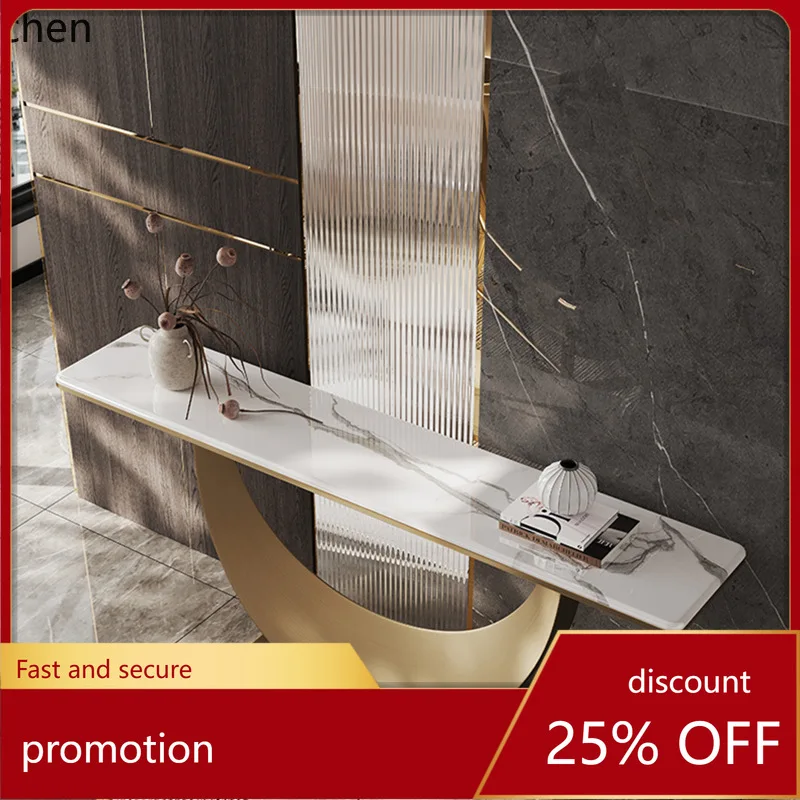 

CZ Simple Modern Rock Slab Entryway Table Hotel Entrance Doorway Sideboard Artistic Long Entryway Table