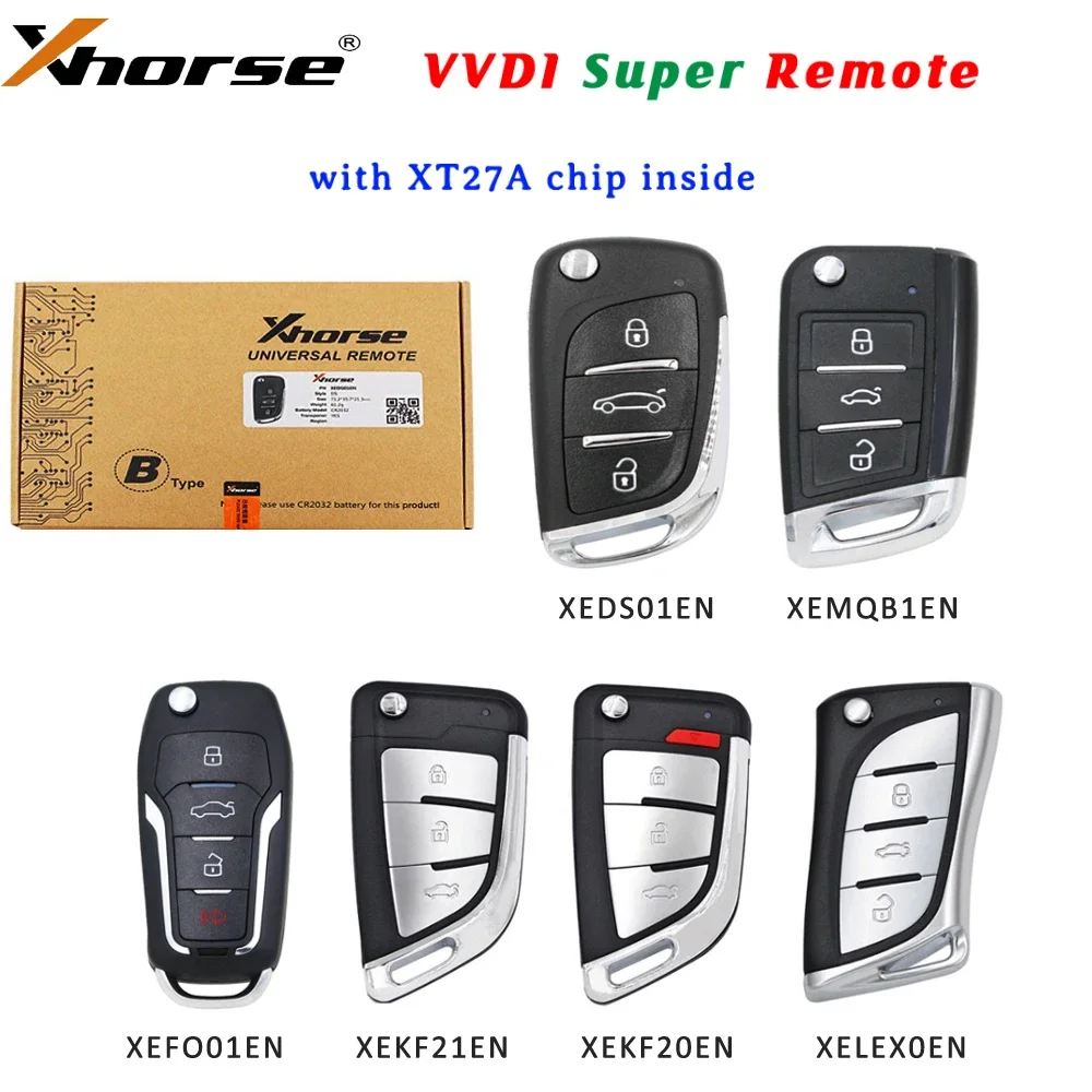 Xhorse VVDI Super Remote XEKF20EN XEKF21EN XEDS01EN XELEX0EN XEMQB1EN XSFO01EN with XT27A Chip Work for VVDI2 /VVDI Key Tool Max