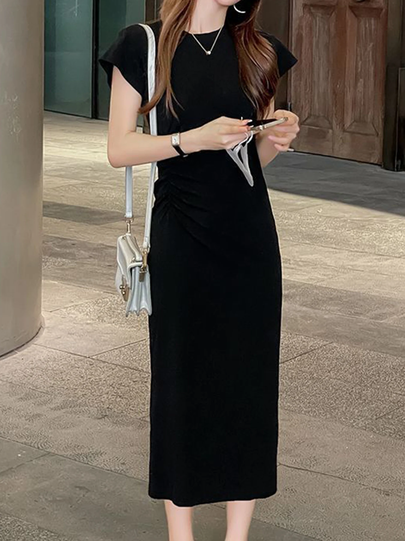 Sommerkleid mit tailliertem Schnitt, heißer Mädchenstil, schlankes Kleid, lässiger, entspannter Stil, reines Wunschkleid, langes Rockkleid, Hüftrock, Damen-Sommerkleid – Detail 16