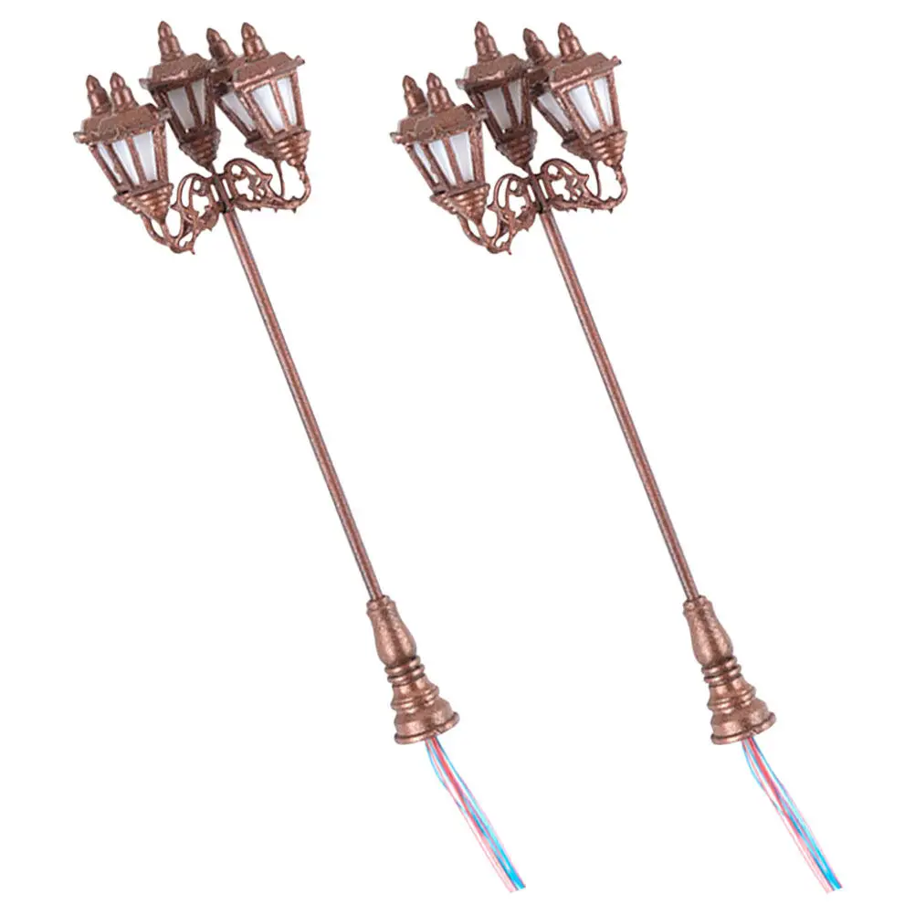 Miniature Garden Yard Lamps 2 Pack 1 87 Scale Micro Landscape Lighting Small House Decor Ornaments