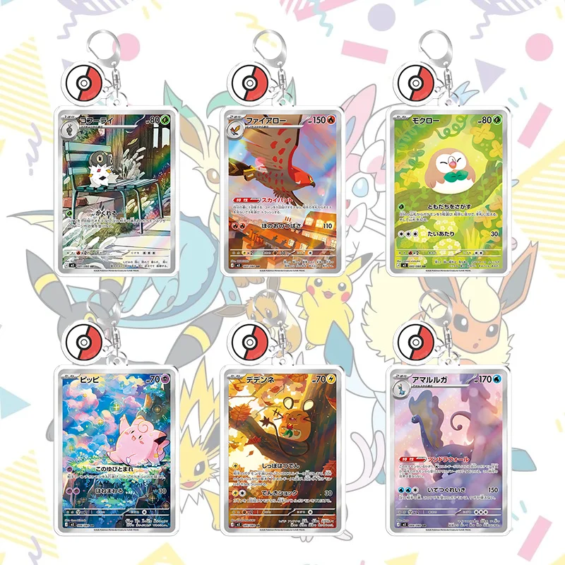Chaveiro de Acrílico Anime para Spewpa, Rowlet, Talonflame, Avalugg, Dedenne, Clefairy, Espurr - Pingente de Cartão de Acrílico - Presente Premium