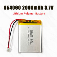 654060 2000mAh Battery 3.7 V Lithium Polymer Rechargeable Batteries Li Po for Heating Gloves Hand Warmer Purifier Fill Light GPS
