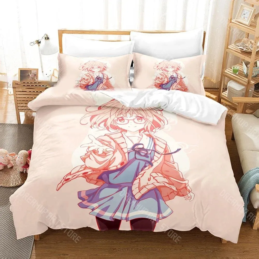 Anime Beyond the Boundary Kuriyama Mirai Bedding Set for Boys Girls Duvet Cover Twin Queen King Full Single Double Sizes