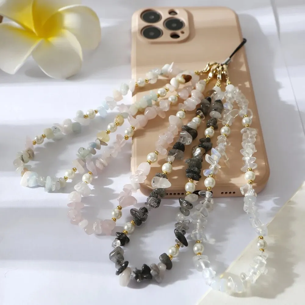 Fashion Gravel Mobile Phone Chain Classic Beaded Phone Strap Lanyard Hanging Chain For Women Girls Anti-Lost Jewelry Accessories