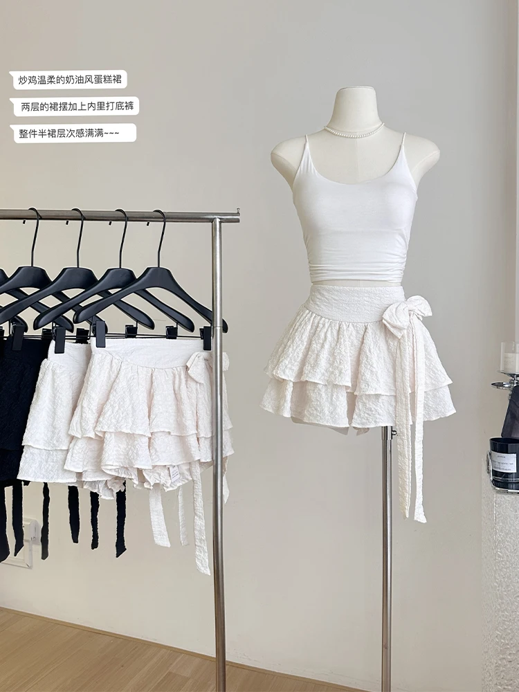 

Women's White A-line Skirt Y2k Bow Skirts Harajuku Streetwear 90s Aesthetic Vintage Mini Skirt 2000s Korean Clothes Summer 2024