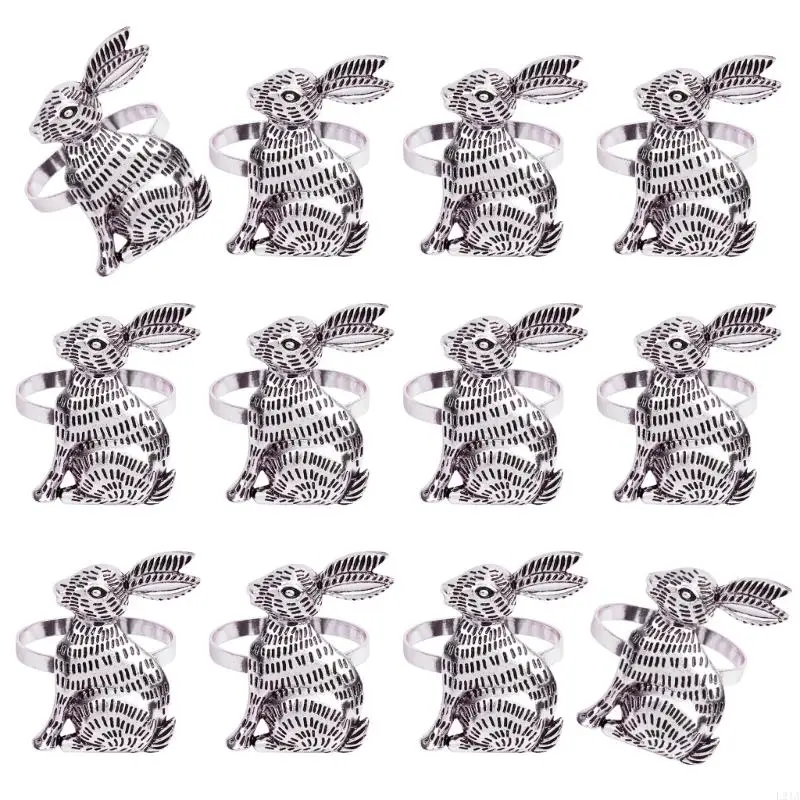 2025 New 12Pcs Easter Rabbit Napkin Holders In Gold or Silver For Festival Table Display