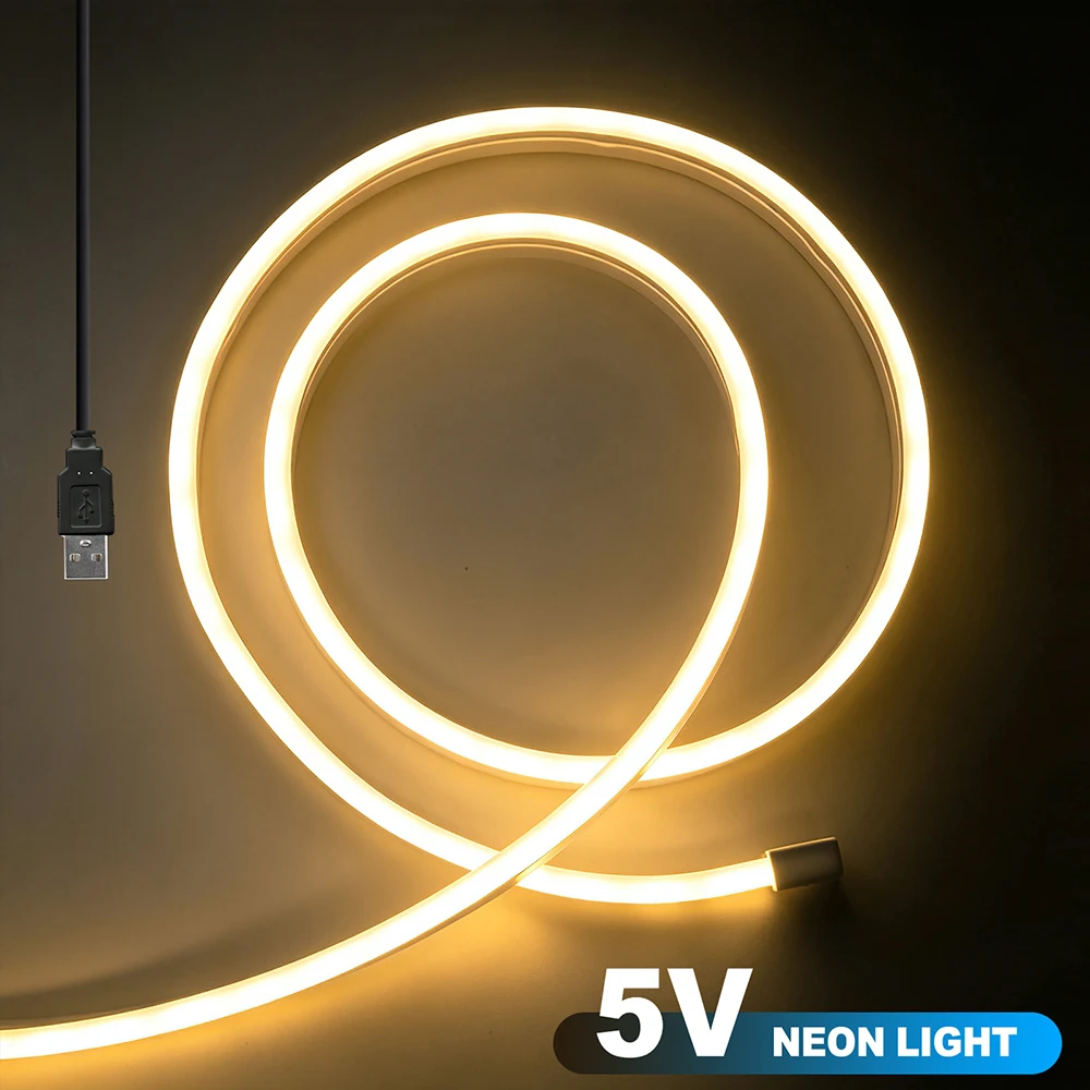 DC5V USB 11 Colors Neon Light LED Strip 88LEDs/m 12x5mm Flexible Adhesive Tape for Kitchen Cabinet Stairs Shelf Decoration Lamp