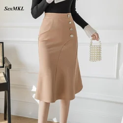 Oversized Long Black Skirts Womens 2024 Fashion High Waist Mermaid Faldas Largas Mujer Korean Clothes Women Elegant Office Skirt