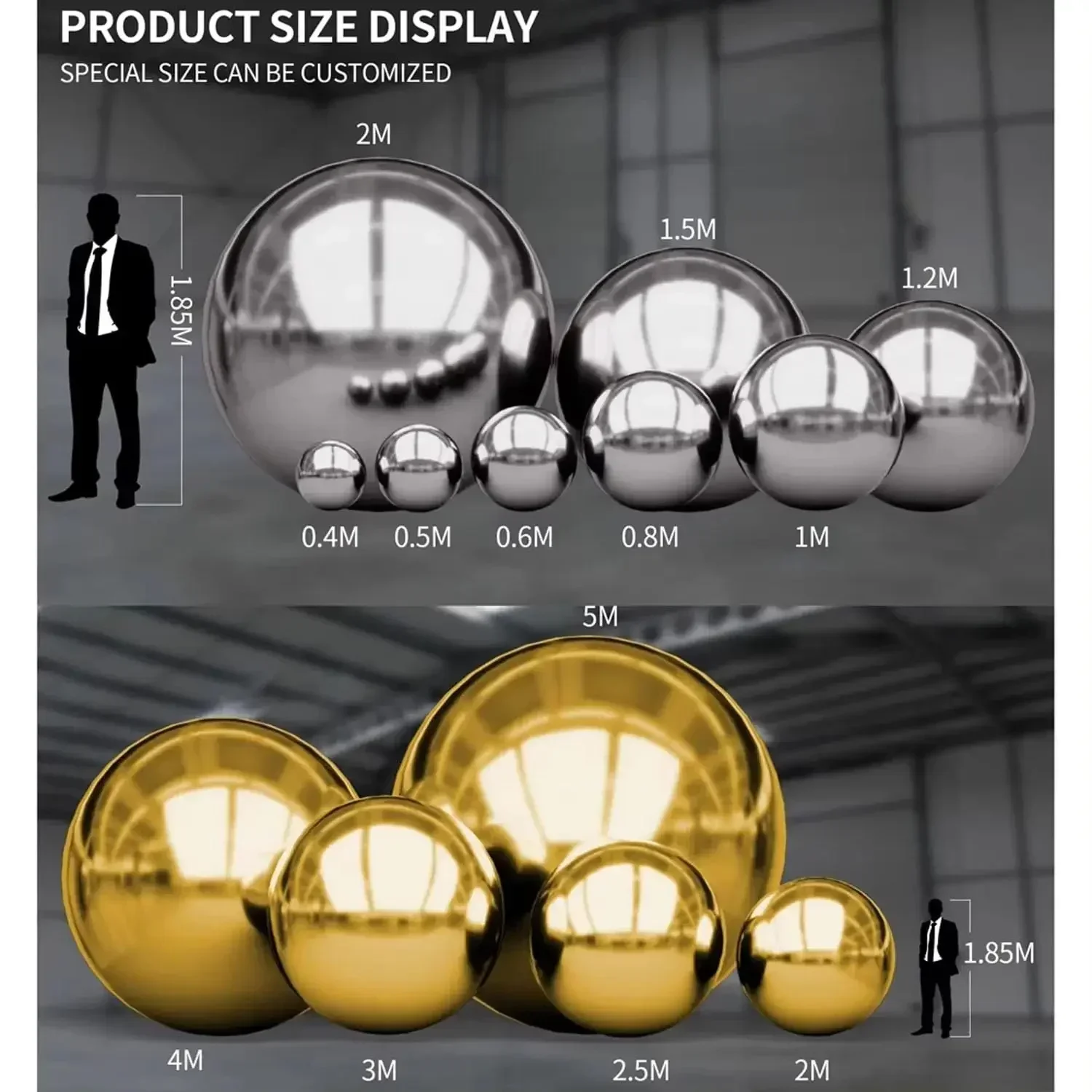 6 Stück Riesige Aufblasbare Spiegelkugeln in Gold/Silber, Hängende Reflektierende Ballons für Einkaufszentren, Veranstaltungen, Hochzeiten und Bühnendekorationen – Detail 8