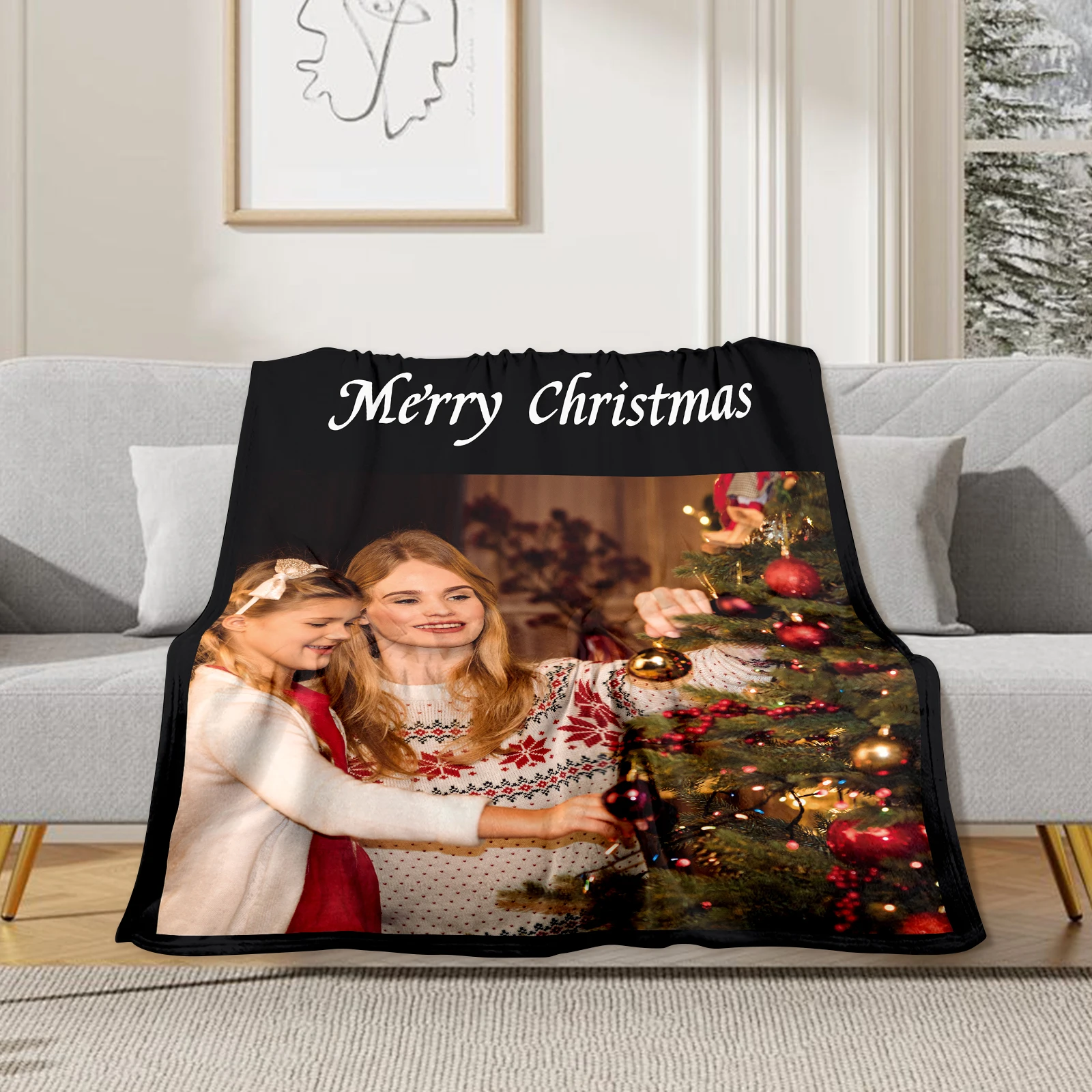 Personalized Customized Text Printed Blanket Valentine's Day Gift For Wife Husband Boyfriend Girlfriend Suitable for Sofa Office