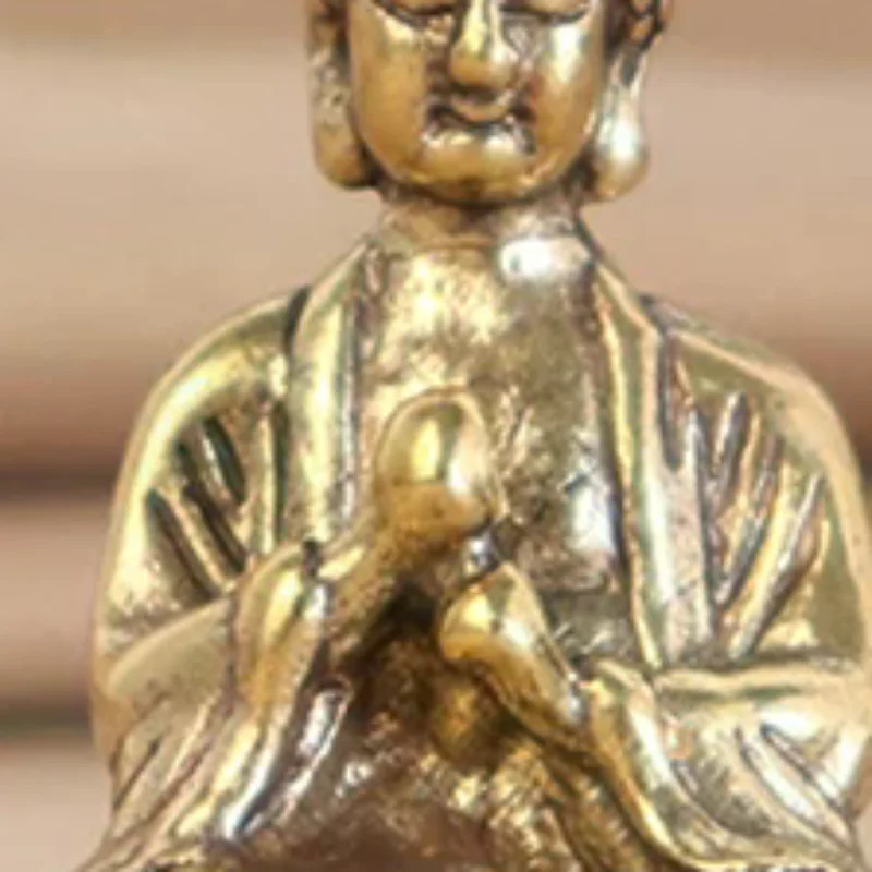 Mini Solid Copper Sakyamuni Buddha Statue Ornament Miniature Figurines