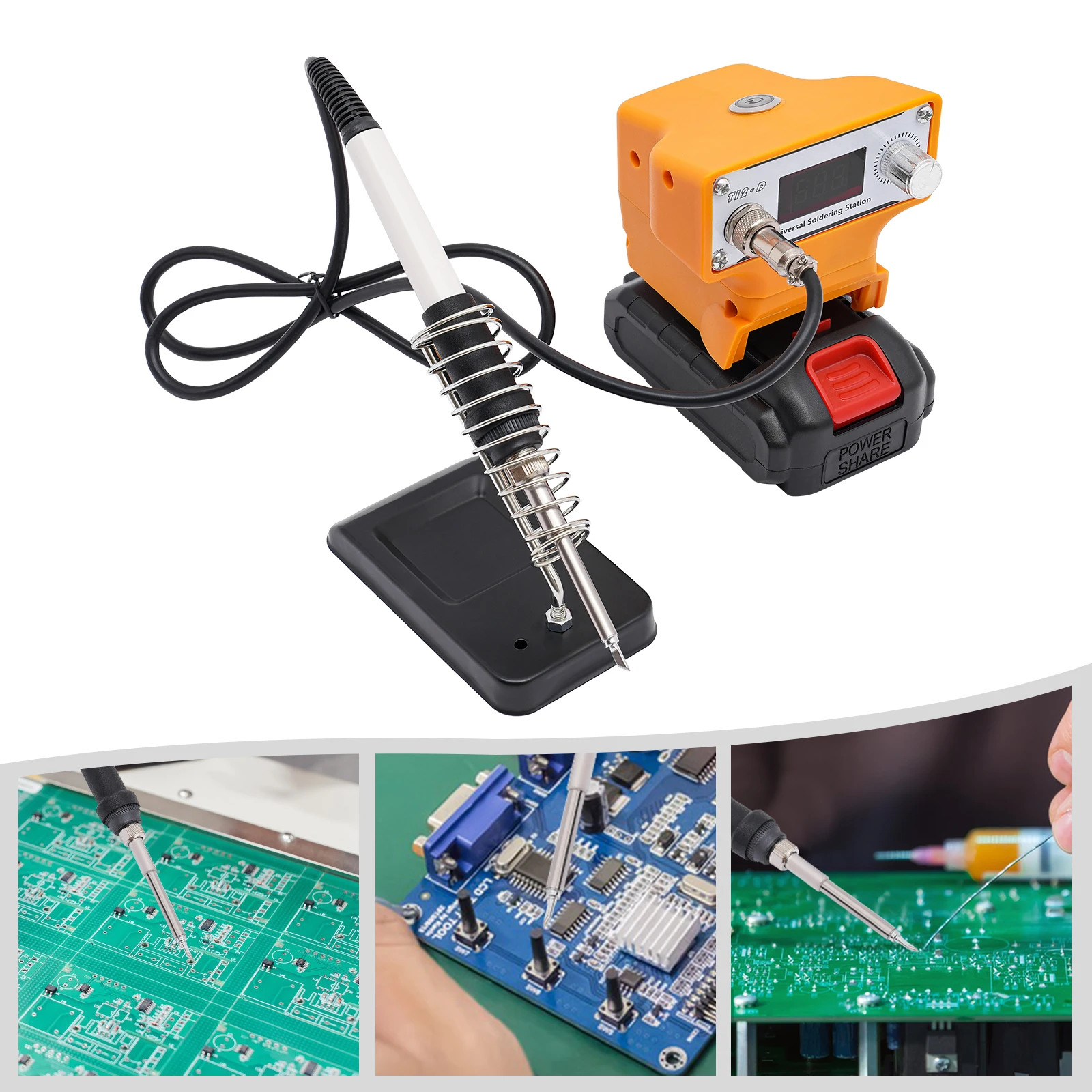 محطة لحام محمولة خارجية باللون الأصفر T12-D محطة لحام حديد دقيقة لإصلاح إعادة صياغة لحام المعادن