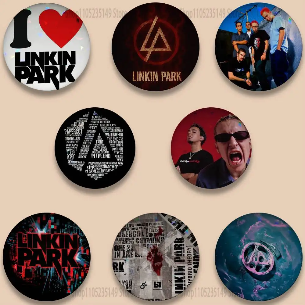 

L-Linkin-S-ParkS 32 58mm Anime Handmade Round Brooch Exquisit Enamel Lapel Pins for Gift Clothes Hat Backpack Accessorie