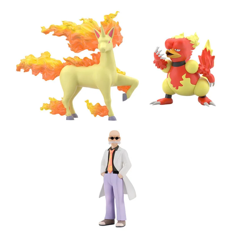 Anime Bandai Pokemon Scale World Kanto Region Cinnabar Gym Katsura Rapidash Magmar Action Figure Monster Shokugan Pvc Gift Toys