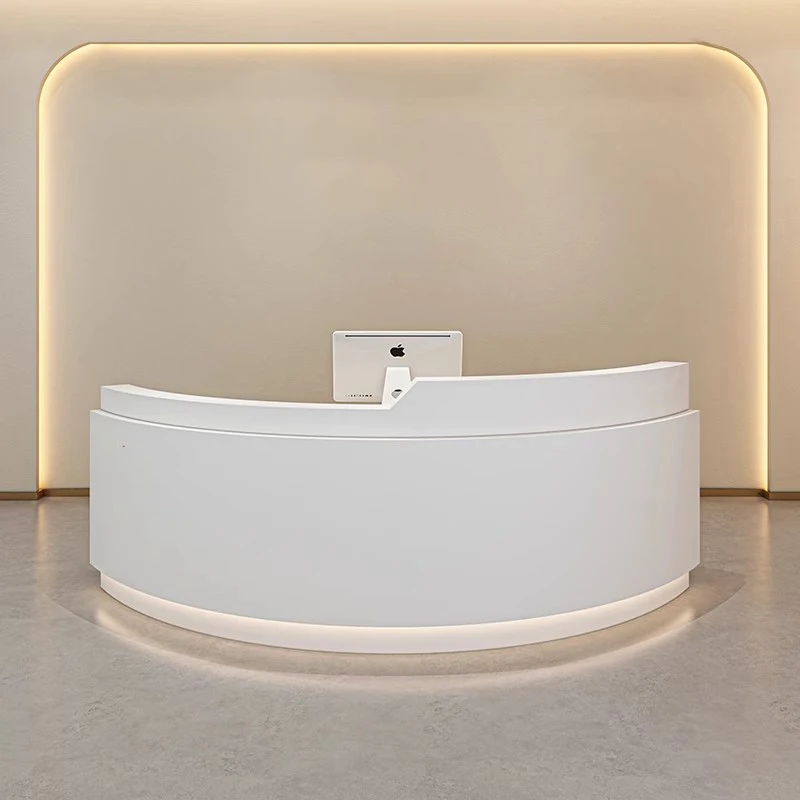 

Curved Luxury Reception Desks Minimalist Aesthetic Display European Reception Desks Restaurant Welcome Bureau Trendy Furniture