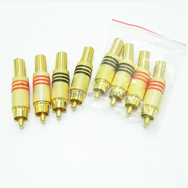 

100pcs Rca Audio Gold Connector RCA Plug Male Audio Connector 24K Gold Plating for Maximum Signal Transfer & Durability