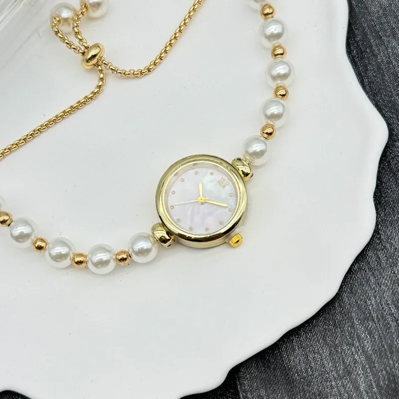 Luxury Adjustable Pearl Bracelet Quartz Watch for Women High-End Light Luxury Niche Market Elegant Timepiece can be customized