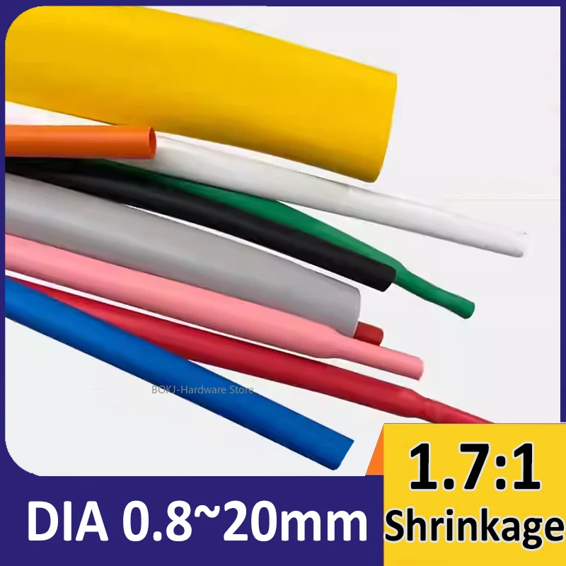 1Meter Soft Silicone Heat Shrink Tubing 1.7:1 shrinkage ratio for wire connection repair protection insulation multicolored