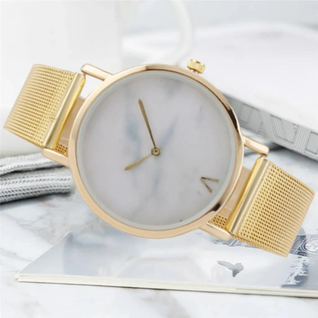 

Top Brand Luxury Women Quartz Wristwatches Simple Gold Silver Ladies Watch Fashion Stainless Steel Mesh Band Woman Watch montre