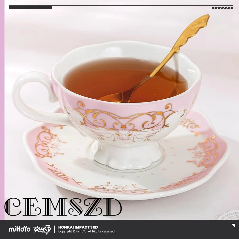 [Genuine] Hot Game Honkai Impact 3RD Elysia Anime Cartoon Mug and Saucer Set Cosplay Desktop Ornament Teacup Halloween Gifts