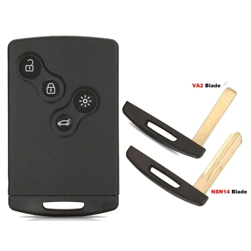 

4 Button Smart Card Remote Key Shell for Renault Megane Laguna Koleos Fluence Scenic Clio Captur Car Key Case with Blade