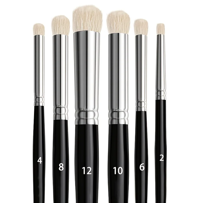 6-piece dry brush set, nylon oil painting watercolor painting ceramic art watercolor brush, painting examination drawing brush