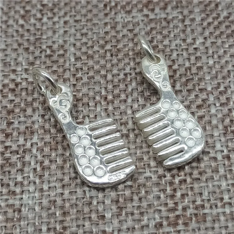 Hair Comb Pendant Charm in 925 Sterling Silver for Bracelet and Necklace Making