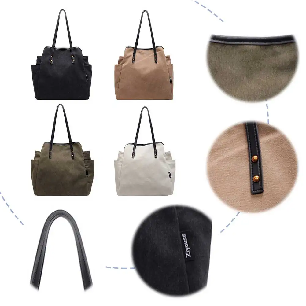 

Женская винтажная сумка через плечо с несколькими карманами, универсальная сумка большой вместимости, однотонная сумка через плечо, женская сумка для поездок на работу