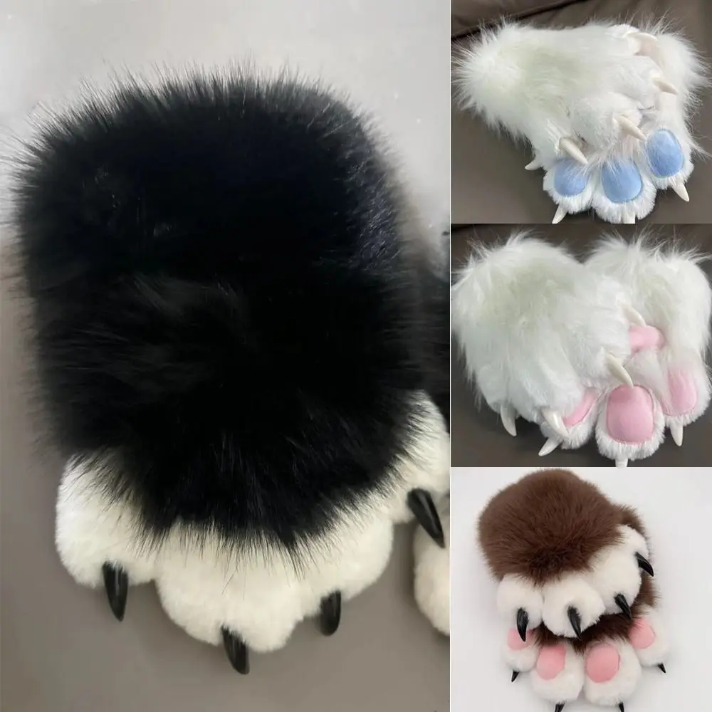 Kawaii Cartoon Cosplay Costume Gloves Warm Squeaky Plush Cat Paw Gloves Plush Kigurumi Gloves Anime Conventions