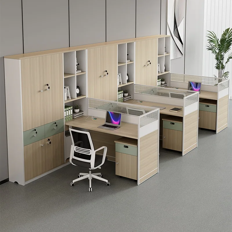 Ensemble bureau et chaise pour personnel de finance, configuration pour 4 personnes, 6 doubles