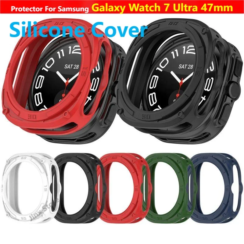 

Силиконовый чехол для Samsung Galaxy Watch 7 Ultra 47 мм, защитный чехол, ремешок для часов Watch7, защитная коробка из ТПУ, аксессуары