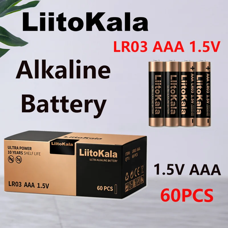 LiitoKala 9V AAA 1.5V LR03 AA LR6  Ultra Alkaline Battery Non-Rechargeable 10 Year Shelf Life