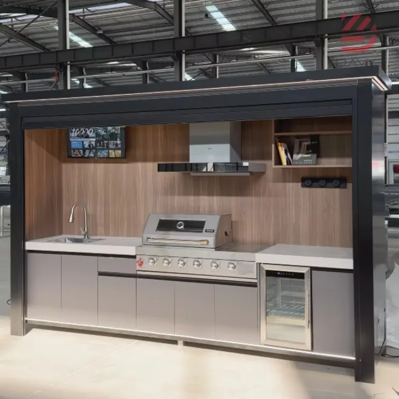 Outdoor kitchen factory hot-selling electric intelligent module garden cabinet integrated aluminum alloy kitchen cabinet set