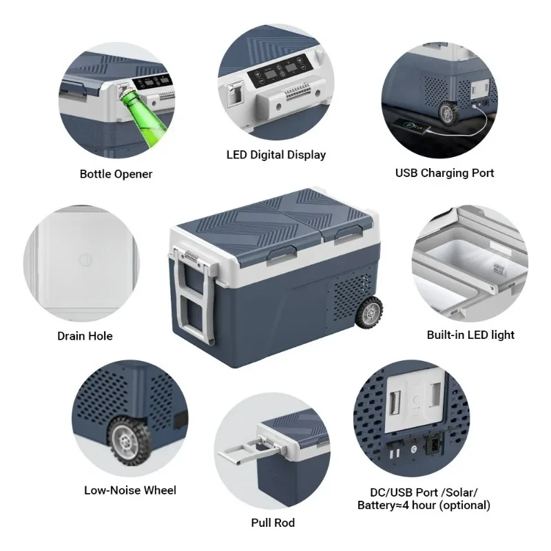 Portable 12V 24V Car Cooler Camping Solar Fridge Freezer Compressor Durable Plastic Mobile Refrigerator AC DC Car AC DC Portable