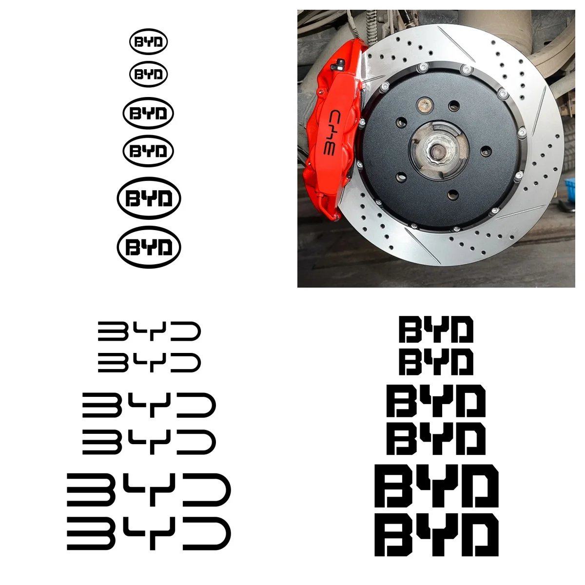 6Pcs Car Brake Caliper Logo Decal Stickers For BYD Atto 3 Seal Dolphin Han Tang High‑Temperature Resistant Exterior Modification