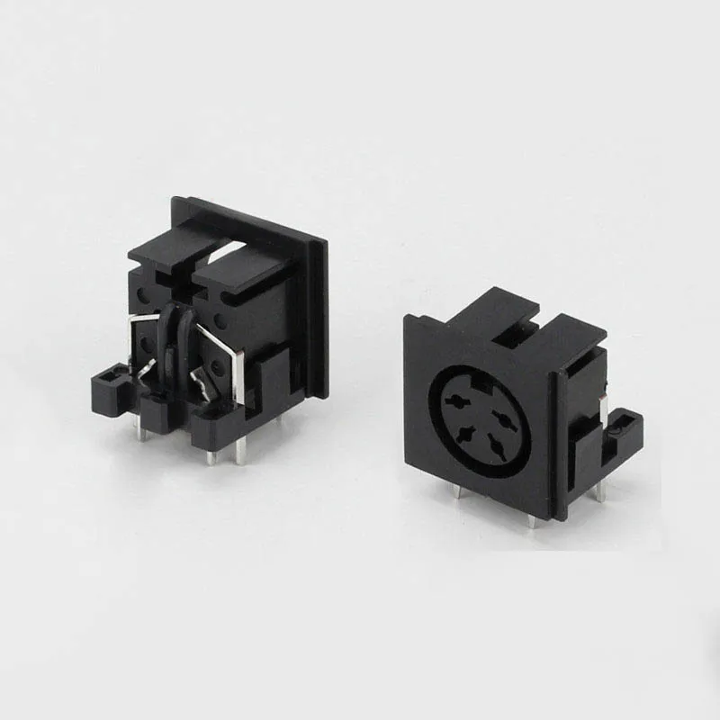 Large DIN4P square all-plastic DS terminal socket, 90-degree plug board female connector, 4-core DS-4-03
