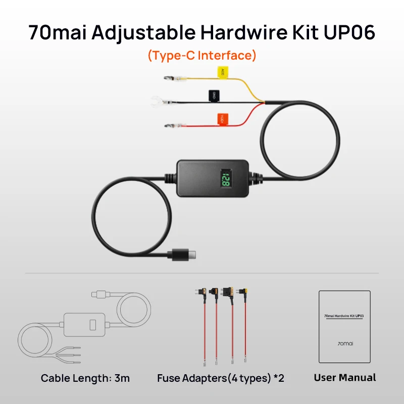 70mai Dash Cam Hardwire Kit OBD-II & Adjustable Hardwire Kit UP06