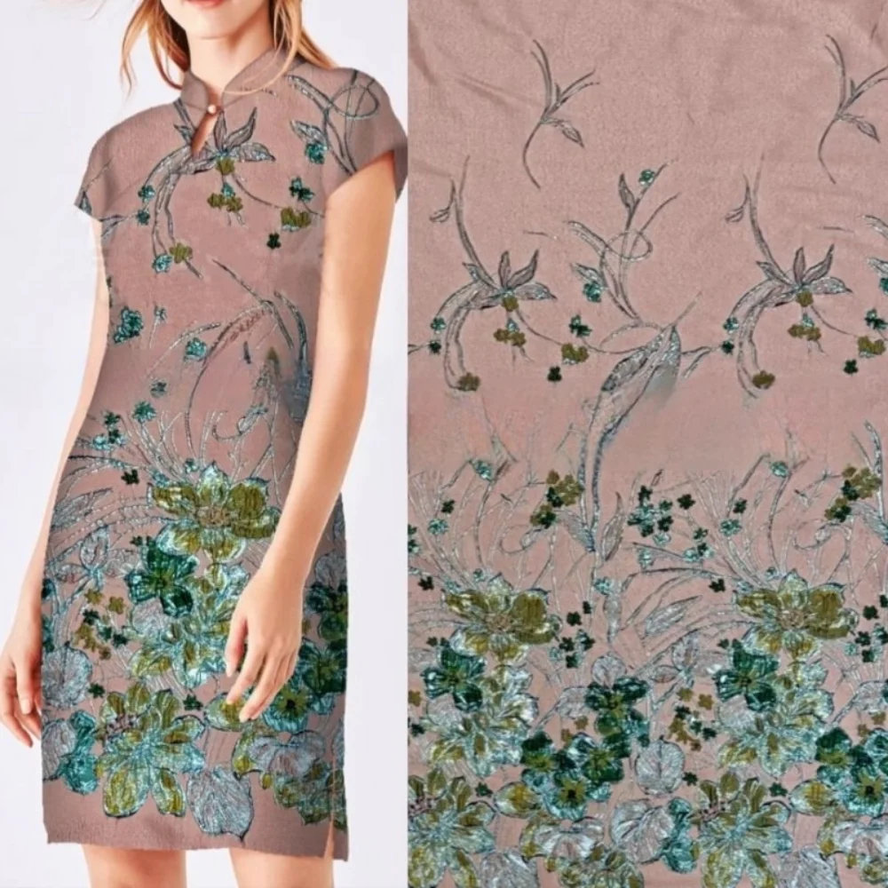 

Цветочная жаккардовая ткань, окрашенная пряжа, платье, дизайнерская одежда, ткань для шитья, сделай сам, пришив на метр, полиэфирный материал