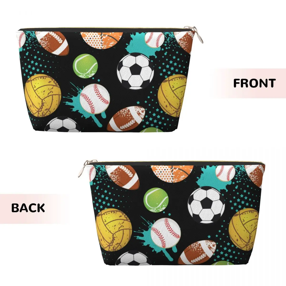 Custom Basketball Soccer Football Baseball Tennis Toiletry Bag Cute Makeup Cosmetic Organizer Beauty Storage Dopp Kit Case